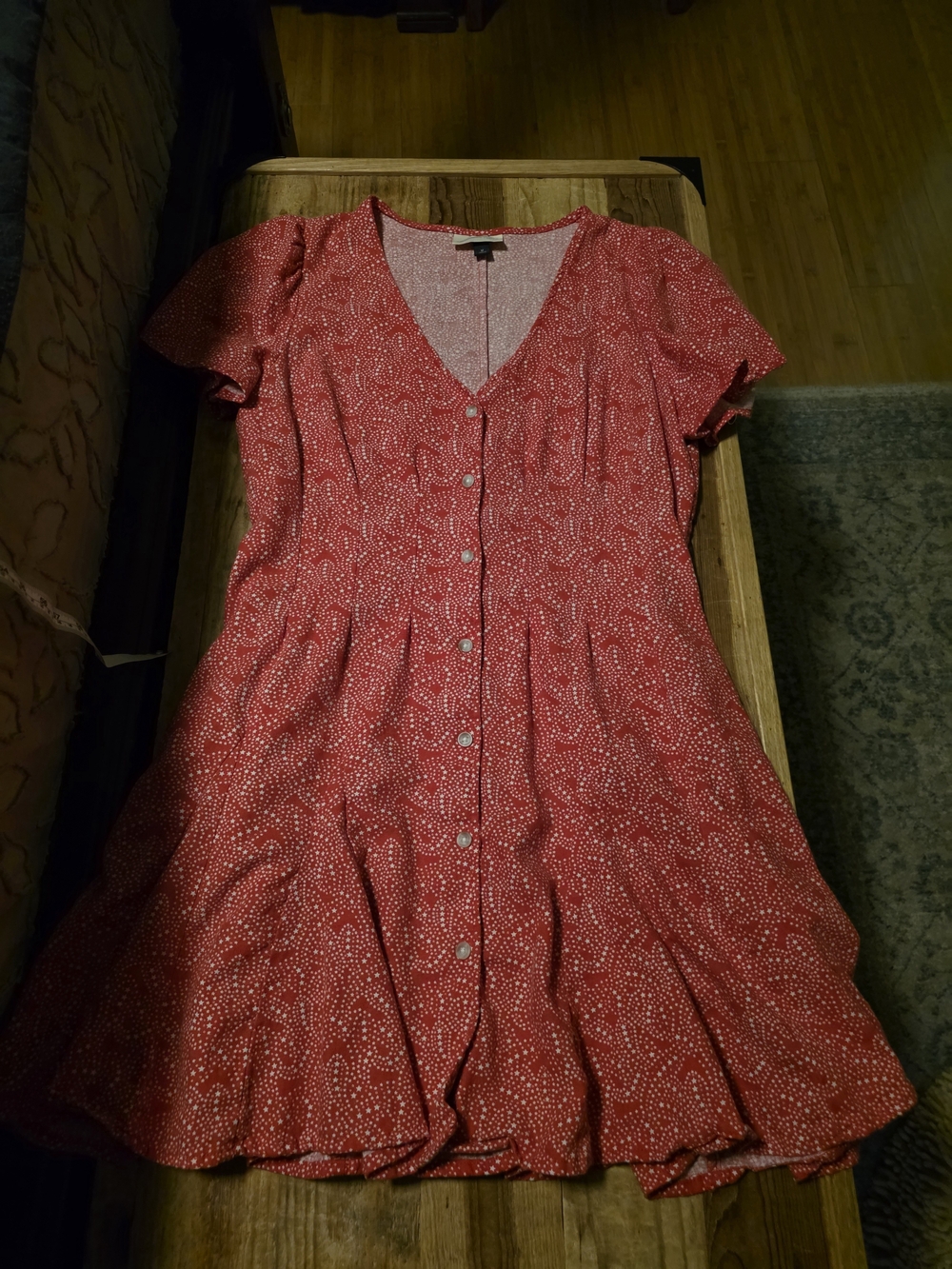 Universal Thread Red Mini Shirt Dress with White Star Print
